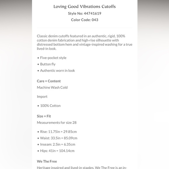 Free People NWOT Loving Good Vibrations Denim Distressed Black Cutoffs - Picture 11 of 11